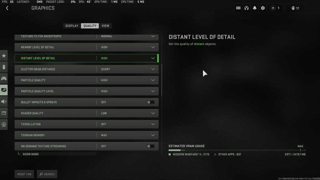 COD Modern Warfare II graphics settings