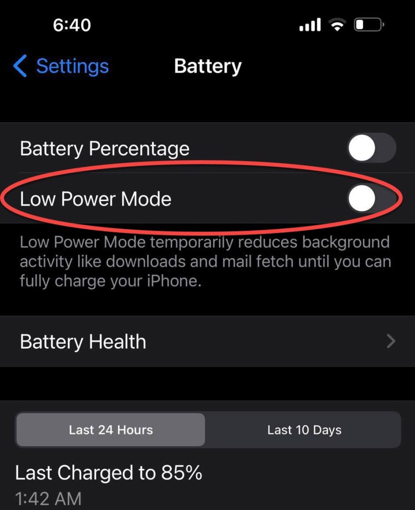 Disable Low Power mode