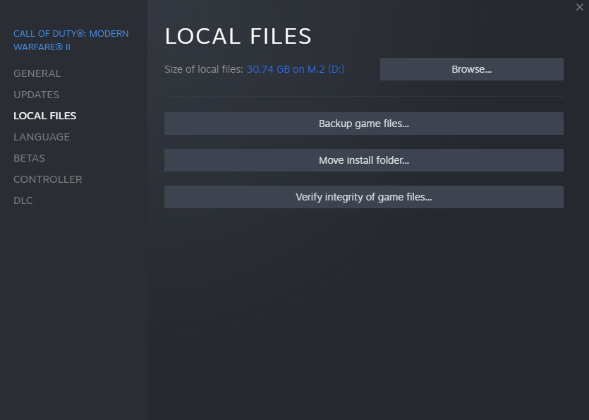 Repair game files cod modern warfare 2