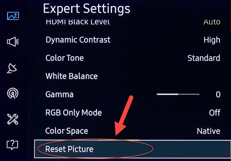 Reset Picture Settings on Samsung TV