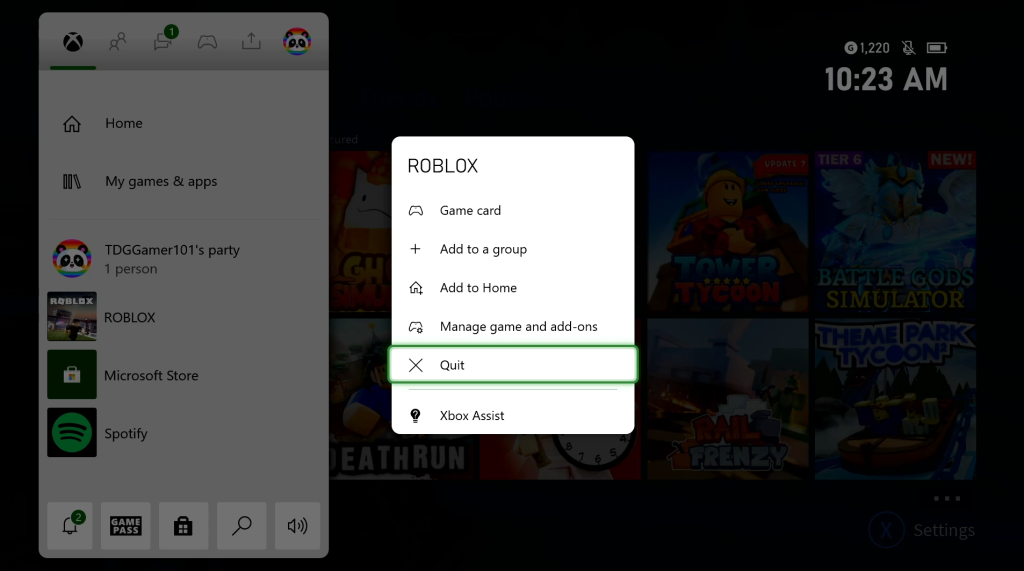 Restart Roblox game Xbox One