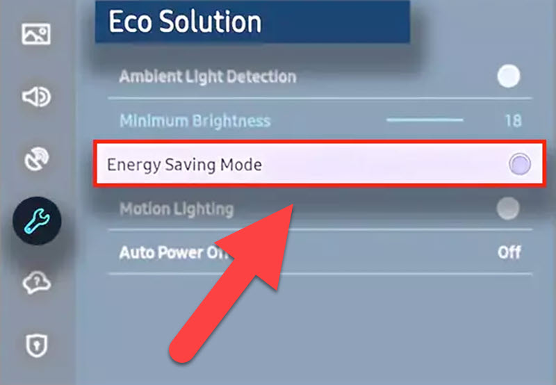 Turn OFF Energy saving mode