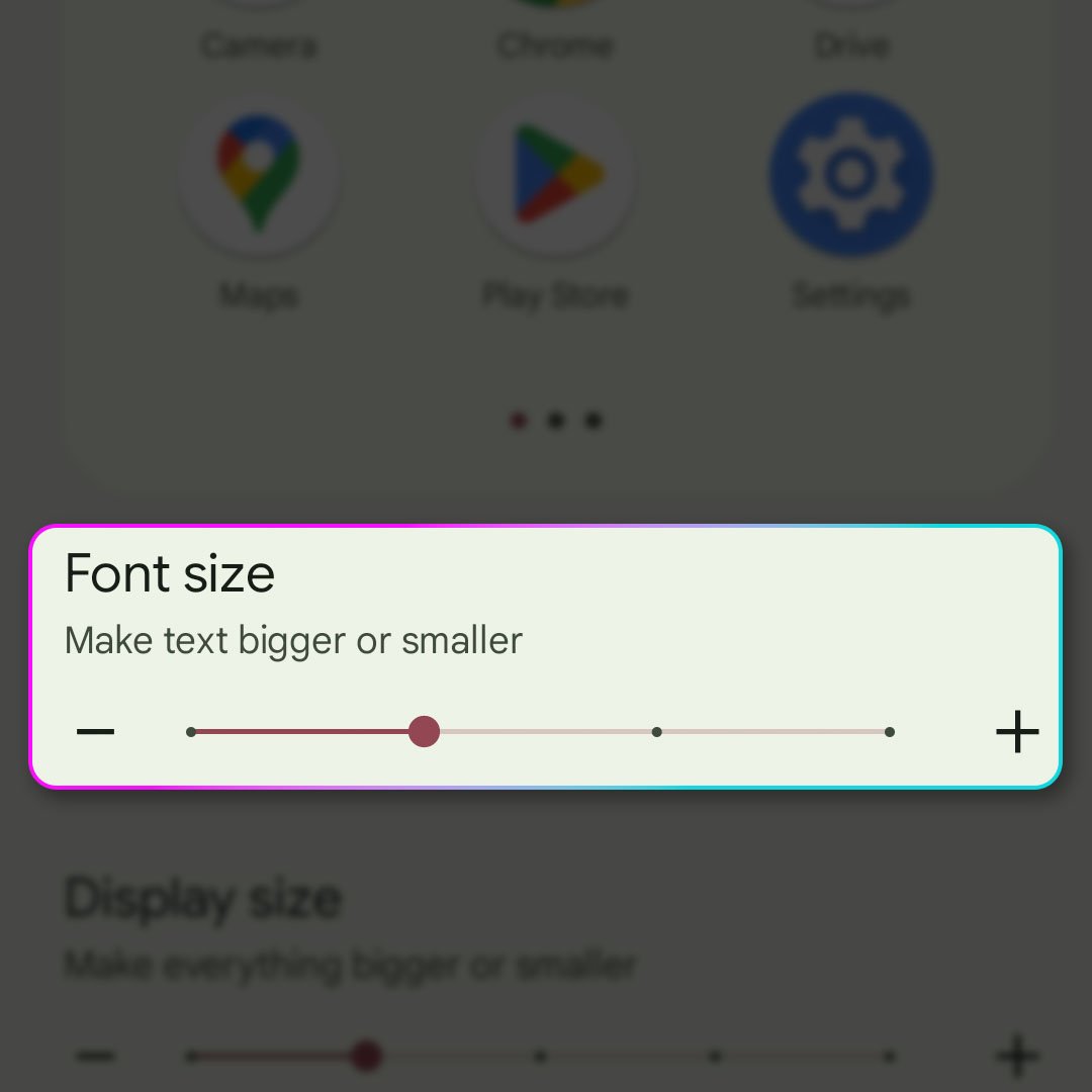 change font icon size pixel 7 5