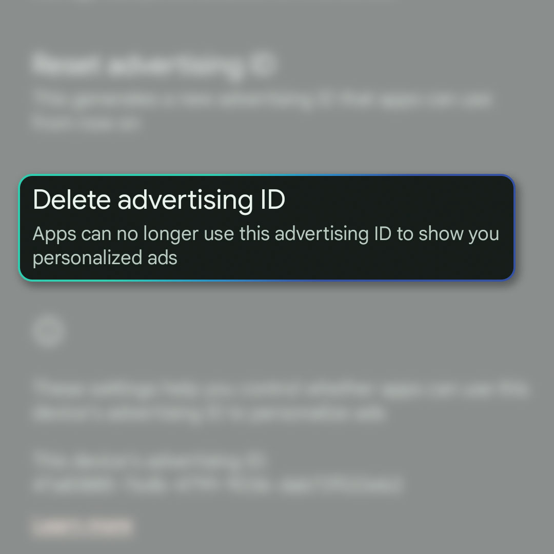 reset advertising id pixel 7 5