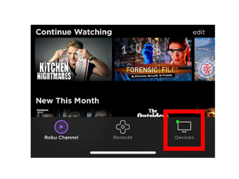 tap Devices in the Roku app