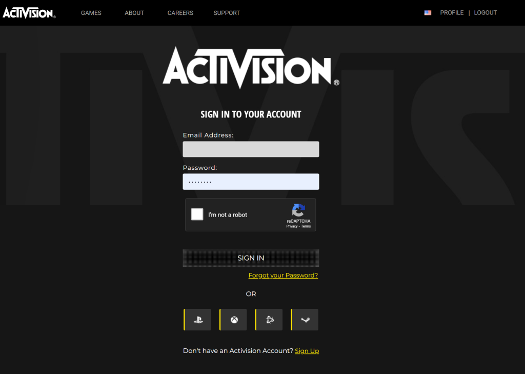 Activision SIgn Up