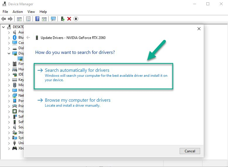 Choose Search automatically for drivers