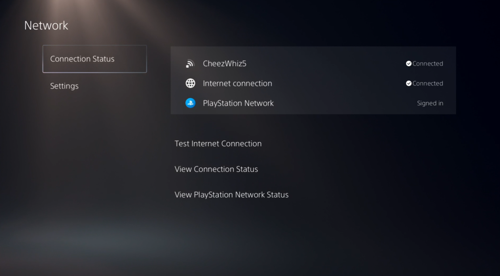 PS5 Test Internet Connection