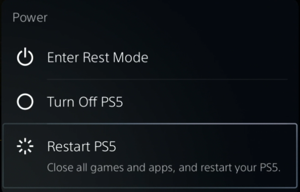 Restart PS5