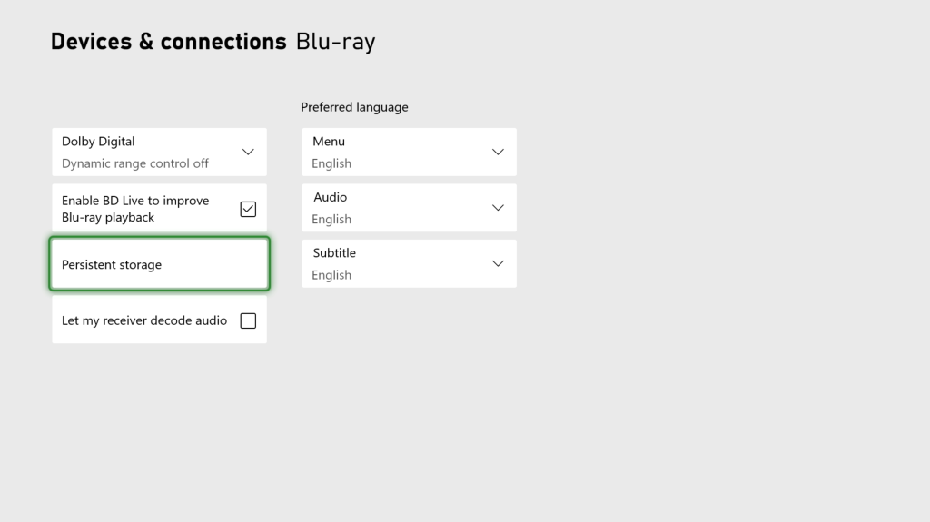 Xbox One Persistent STorage