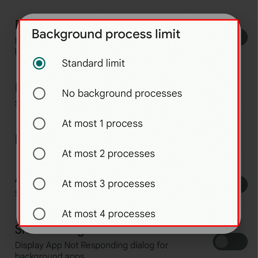 change background process limit google