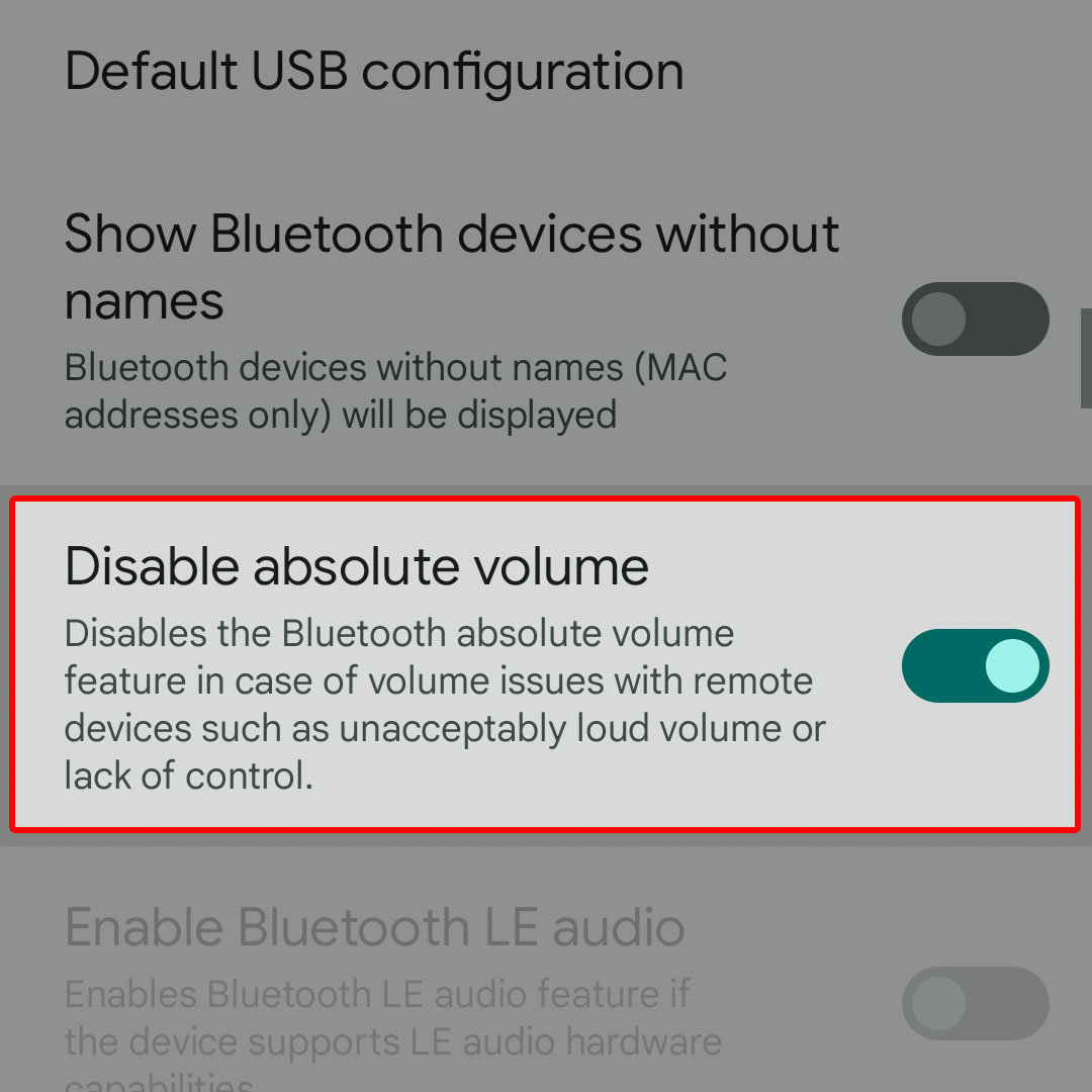 disable absolute volume google