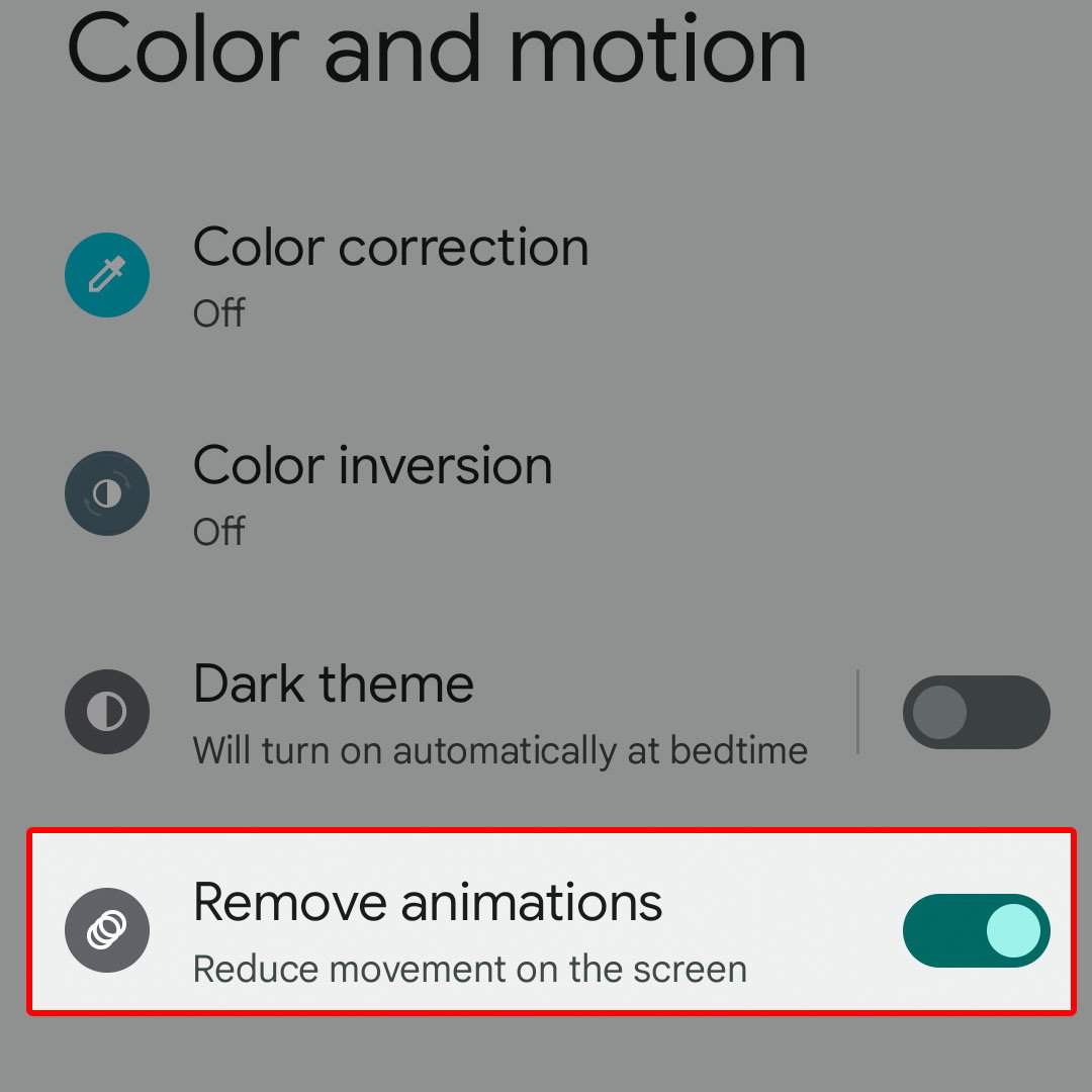 enable remove animations google