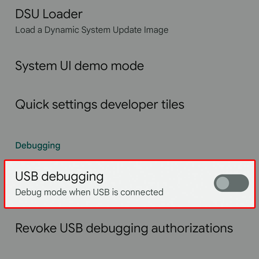 enable usb debugging mode google