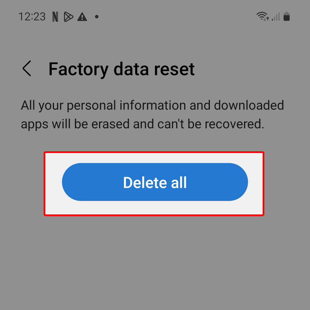 Factory Reset the Android Device