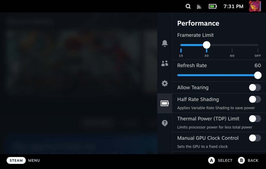 Fix #4 Adjust Performance Settings or Graphics settings of Steam Deck and the Game