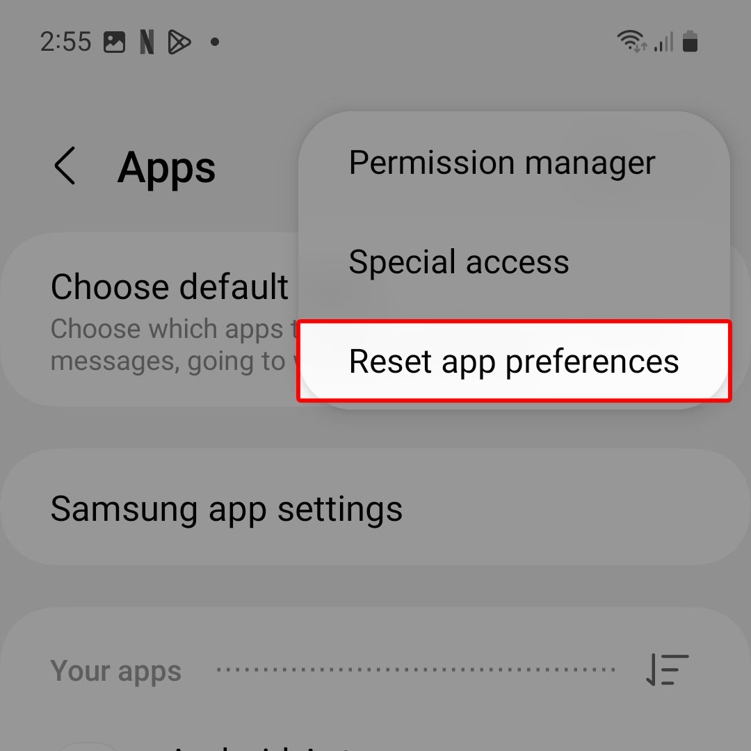 reset app preferences samsung galaxy zflip4 4