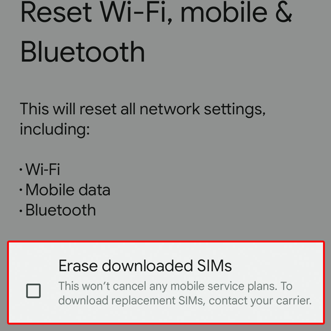 reset network settings google