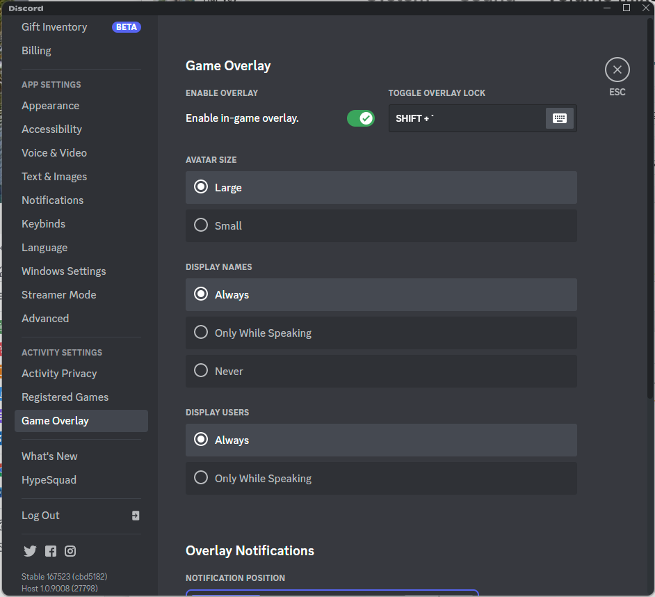 Discord in game overlay