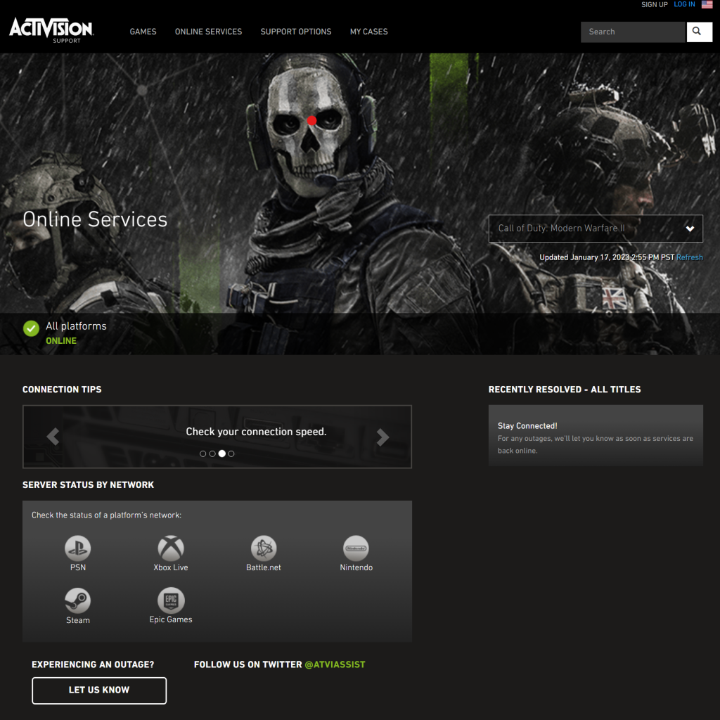 Modern Warfare 2 online services server status