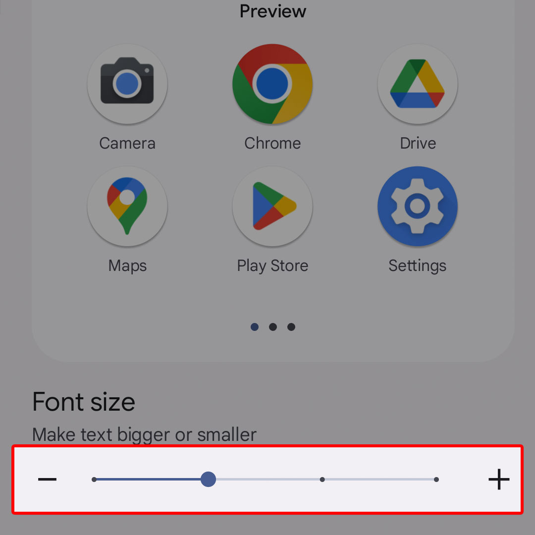 adjust display font size google