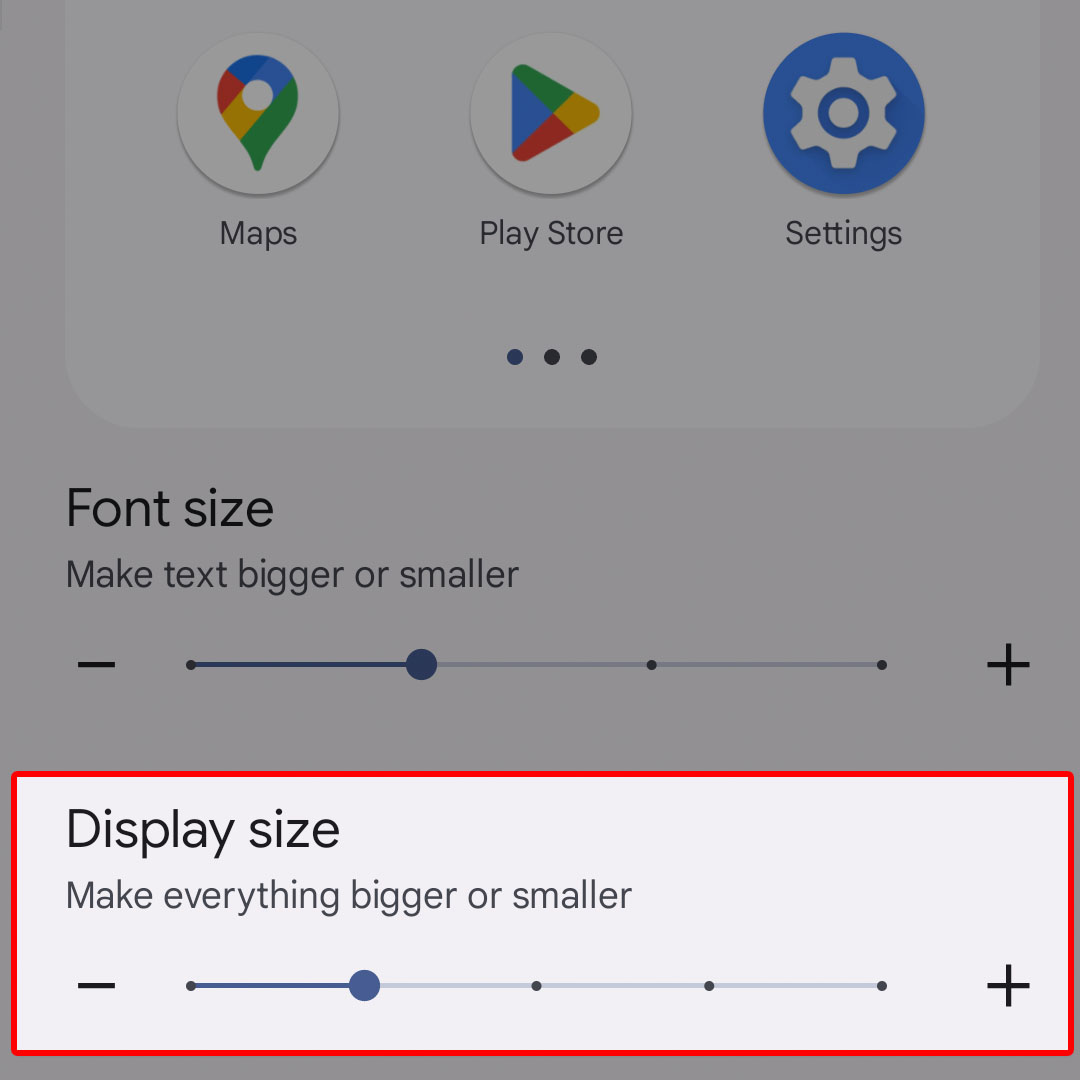 adjust display size google