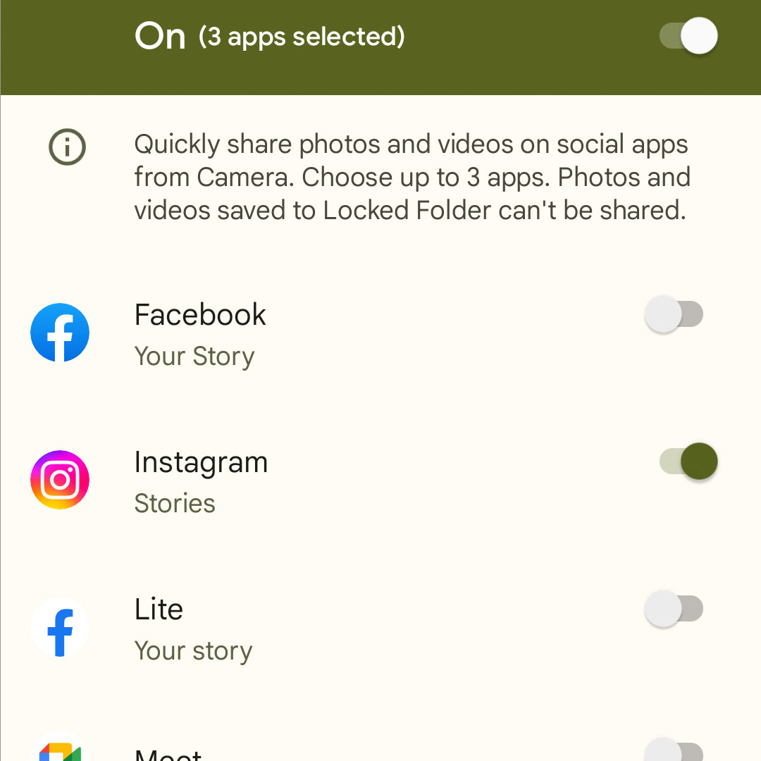 edit camera social share settings google