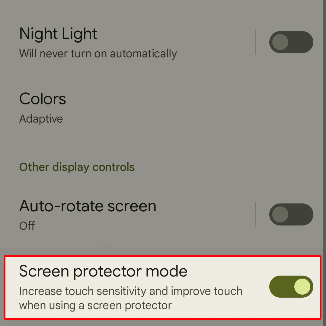 enable screen protector mode google
