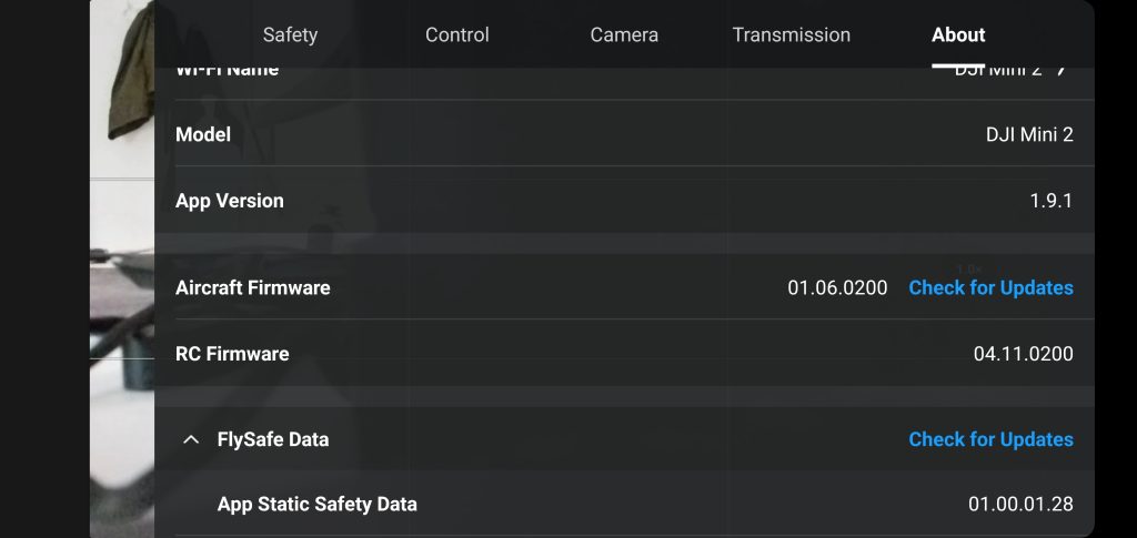 DJI Mini 2 Check for updates 1