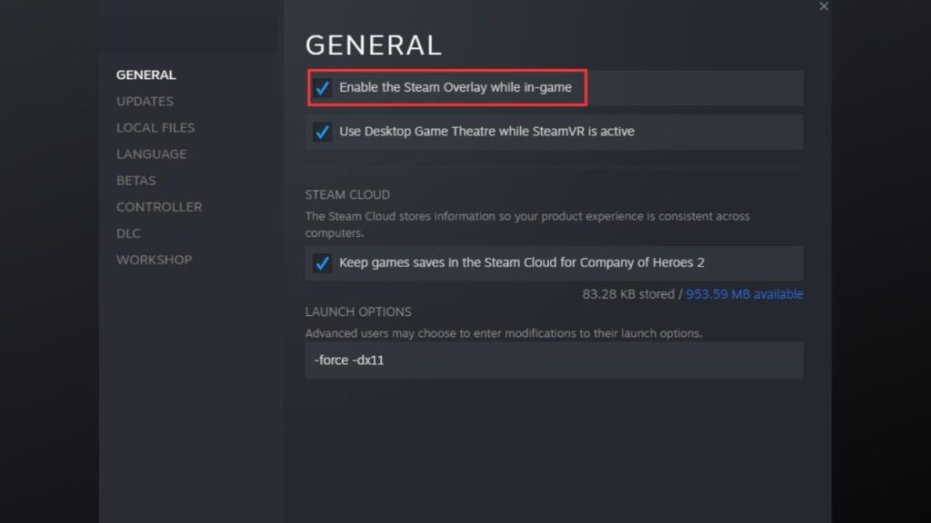 Disable Steam Overlay 1