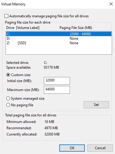 Fix 2 Adjust Virtual Memory