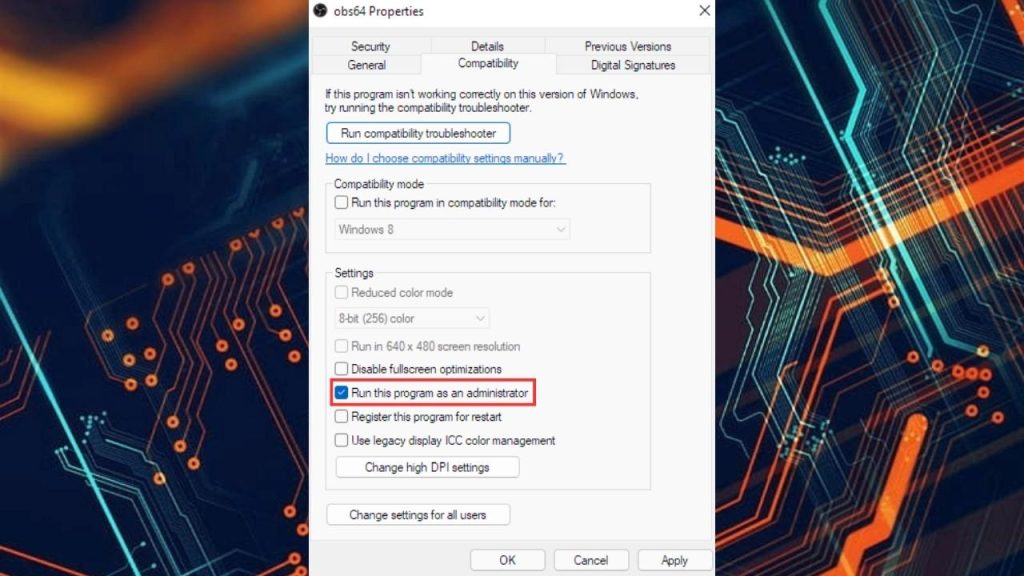 Run OBS as an Administrator