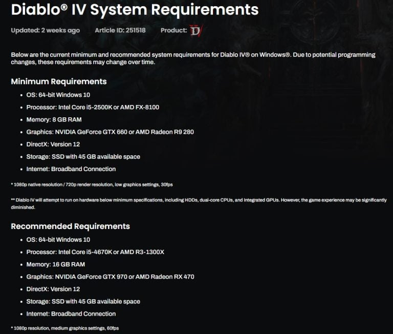 Fix 1 Check Diablo IV Requirements