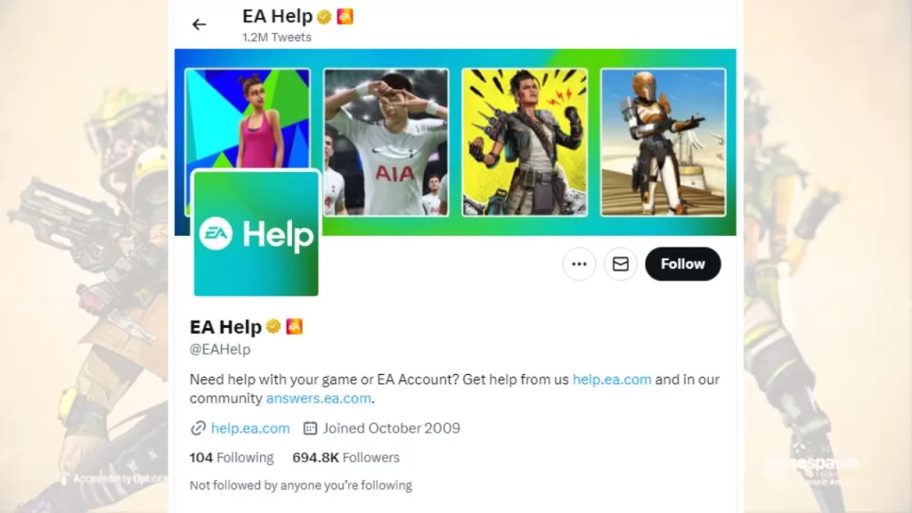 EA help twitter account