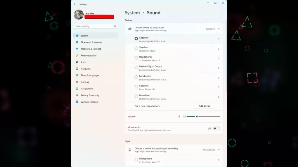 Windows Sound settings