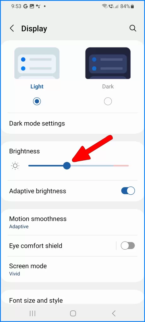 Drag the Brightness slider