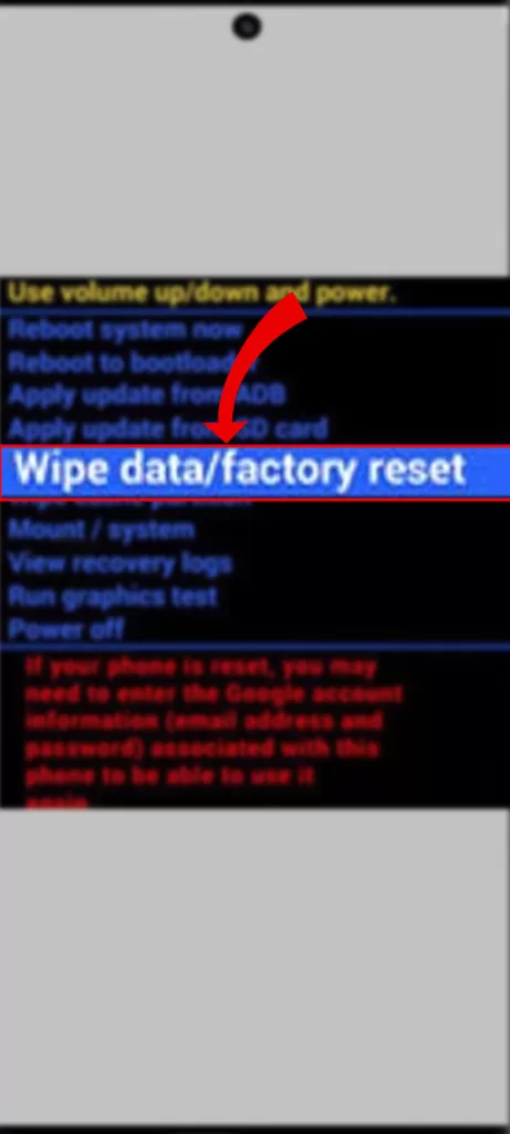 Factory reset via Android recovery mode
