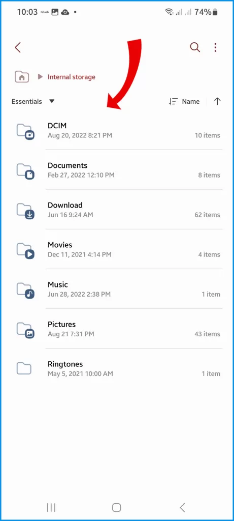 My Files app storage details