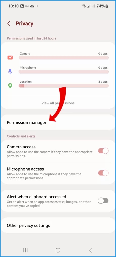 Tap Permission manager