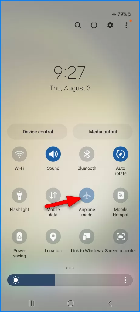 Tap the Airplane Mode icon