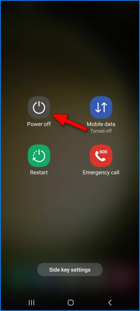 Tap and hold the Power off icon