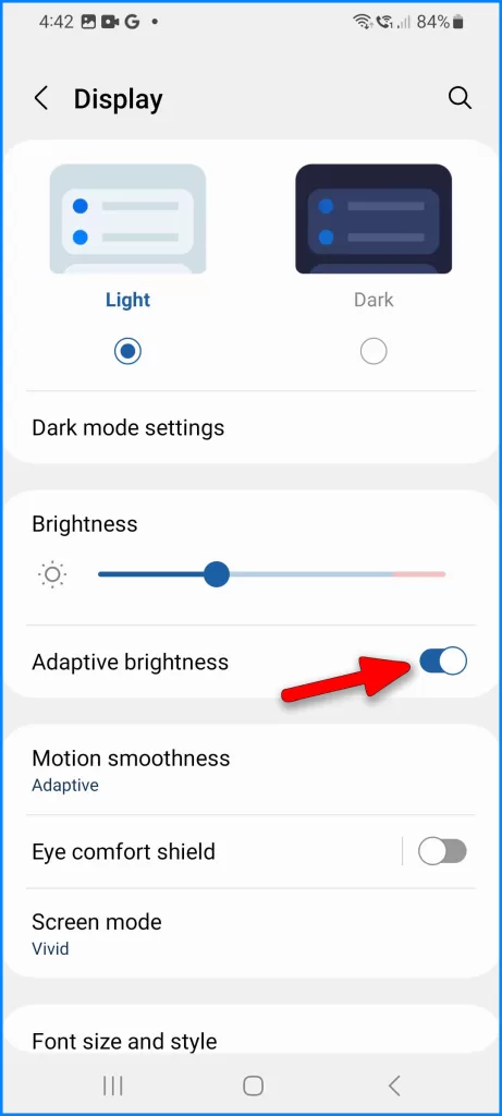 Tap Adaptive brightness