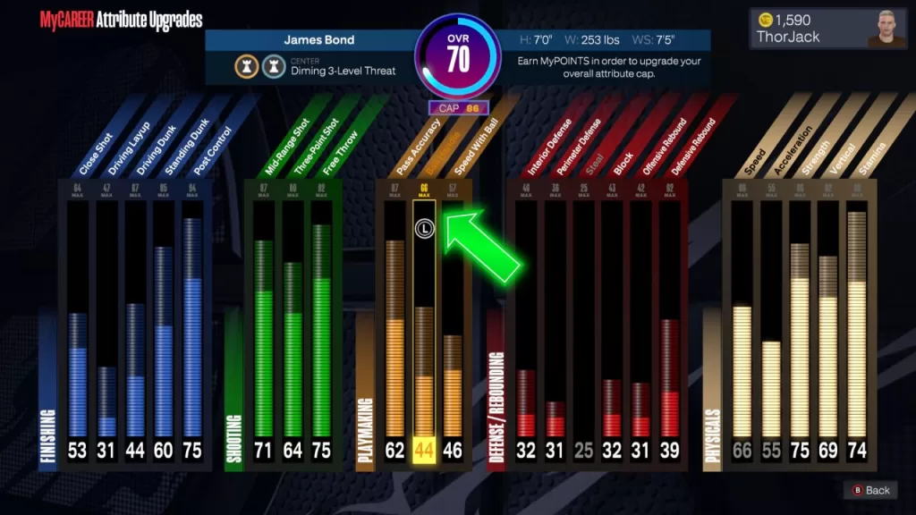 Invest earned VC into Ball Handling and Playmaking skill boosts.