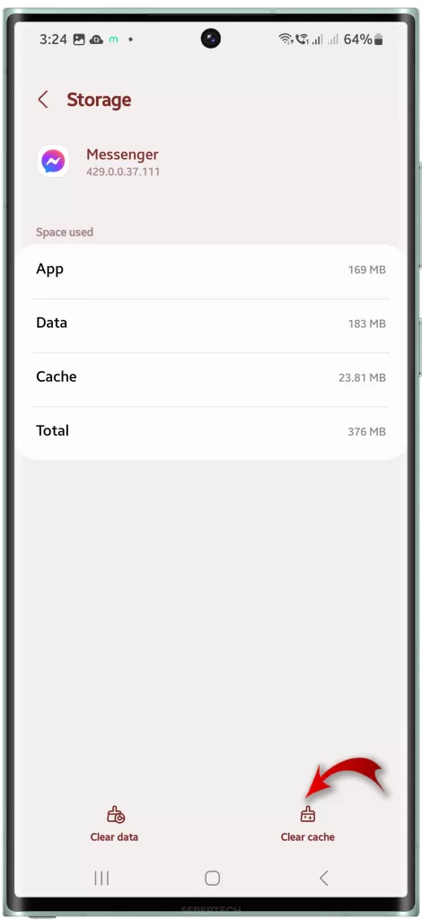 Clear Cache Messenger App on Android