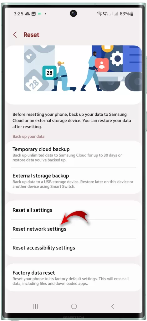 reset network settings Android 14