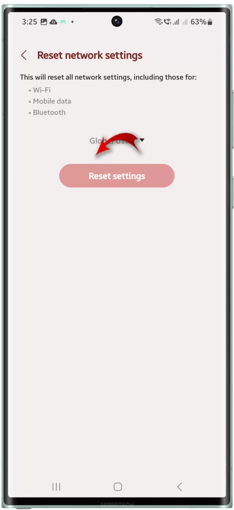 confirm Network reset Android 14