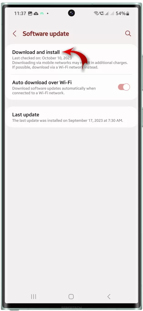 download and install software update galaxy s23