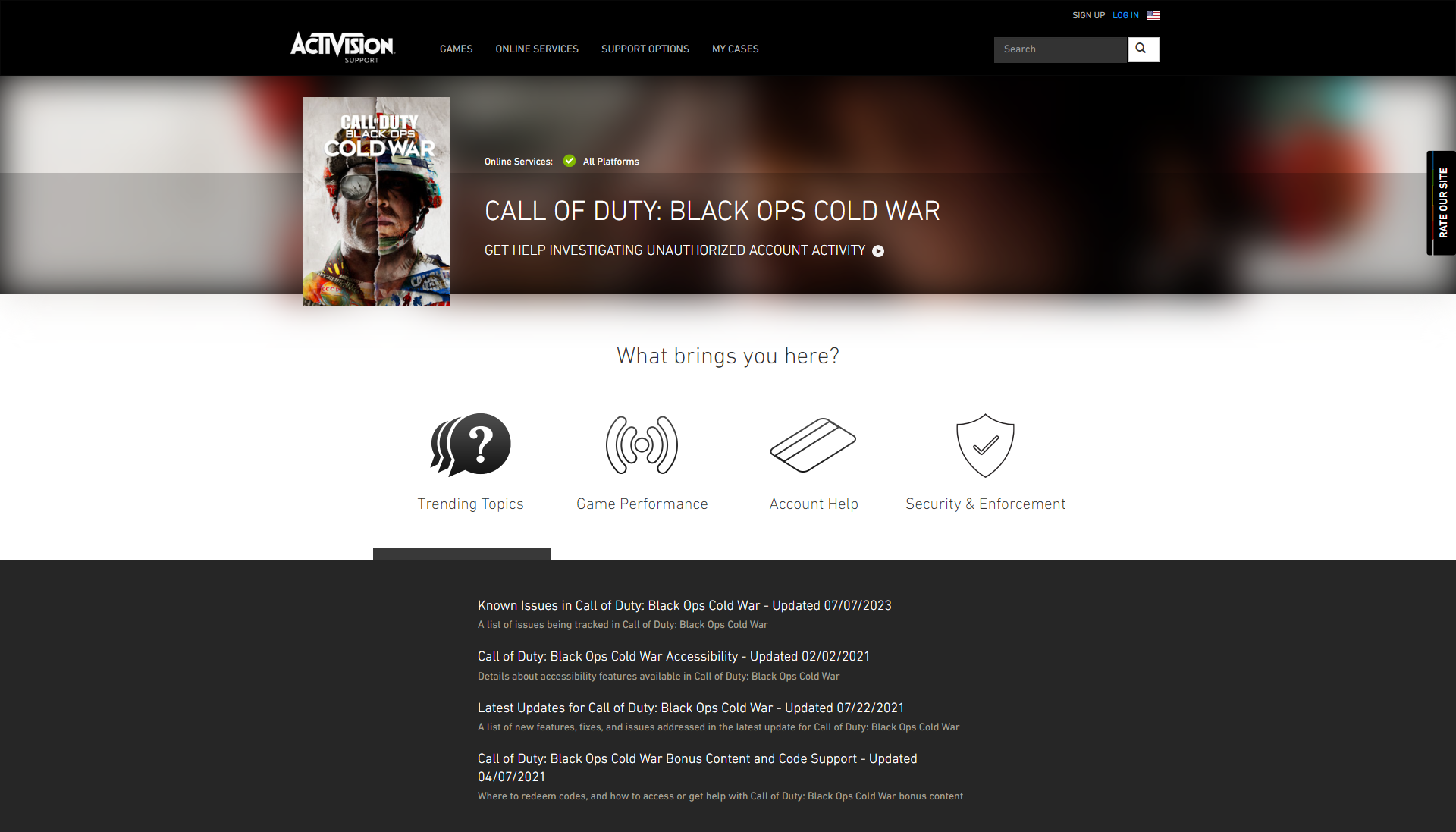 Contact Activision Support