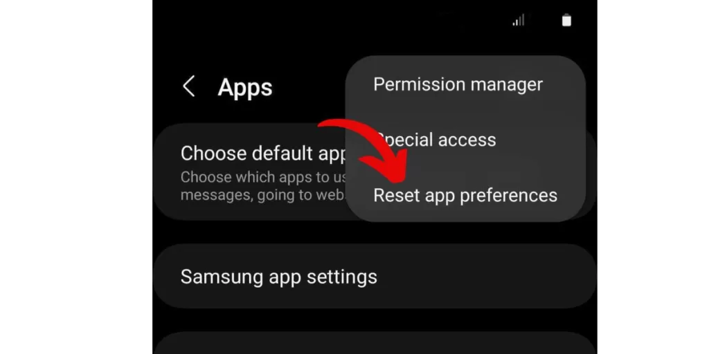 Select Reset app preferences.
