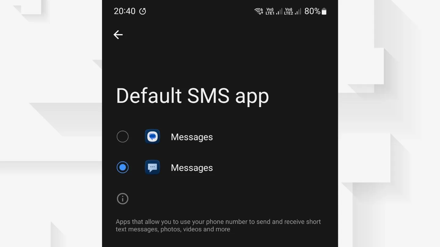 Switch Default Messaging App